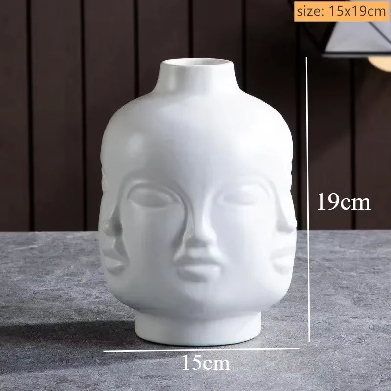 Ceramic Face Art Vase & Planter – Handmade Sculpture Pot for Flowers, Storage & Home Décor
