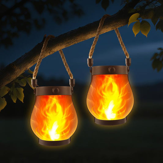 Thanksgiving Christmas Halloween Decorative Lights Solar Lantern Outdoor Lights, Upgraded Flickering Flame Solar Lantern Outdoor Waterproof Lights, Solar Lanterns for Patio Garden Decoration, Flame Garden Lanterns for Outdoor Patio Trail Decorations