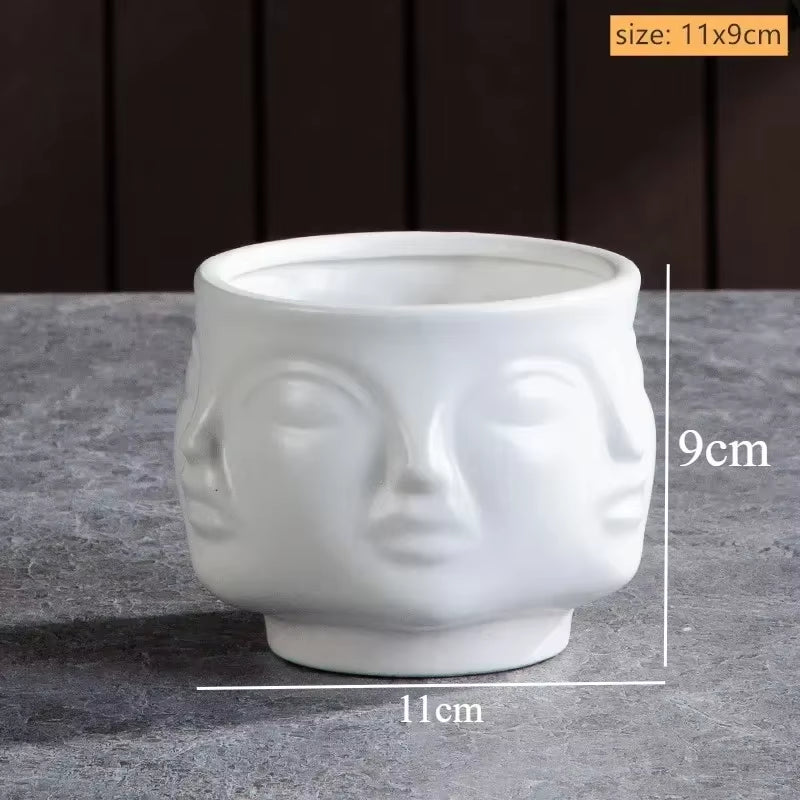Ceramic Face Art Vase & Planter – Handmade Sculpture Pot for Flowers, Storage & Home Décor