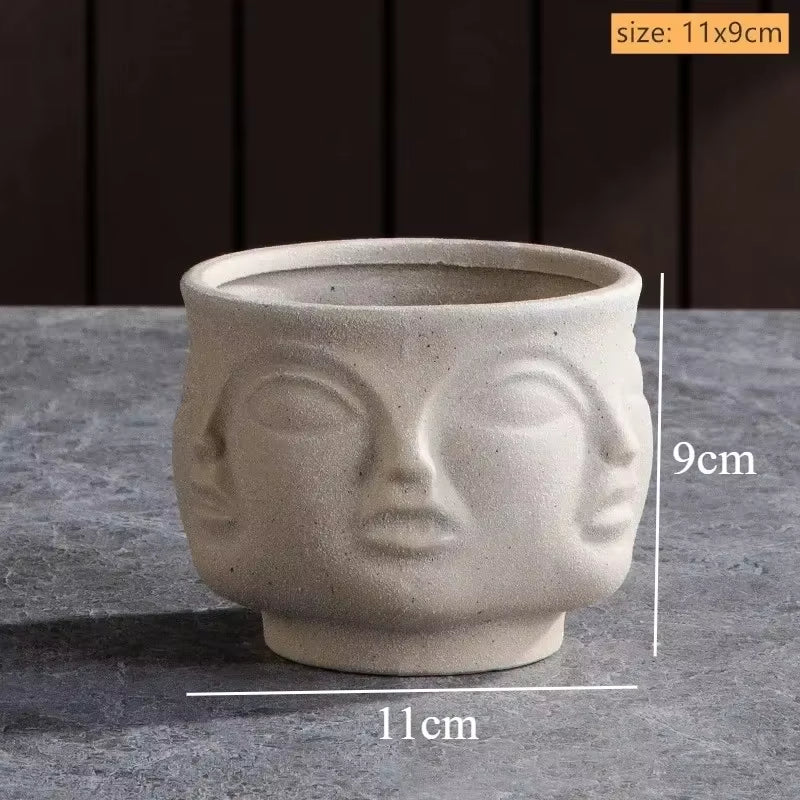 Ceramic Face Art Vase & Planter – Handmade Sculpture Pot for Flowers, Storage & Home Décor