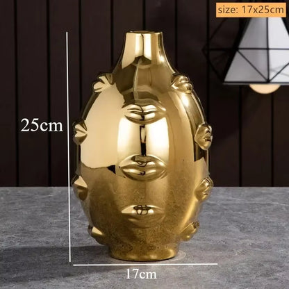 Ceramic Face Art Vase & Planter – Handmade Sculpture Pot for Flowers, Storage & Home Décor