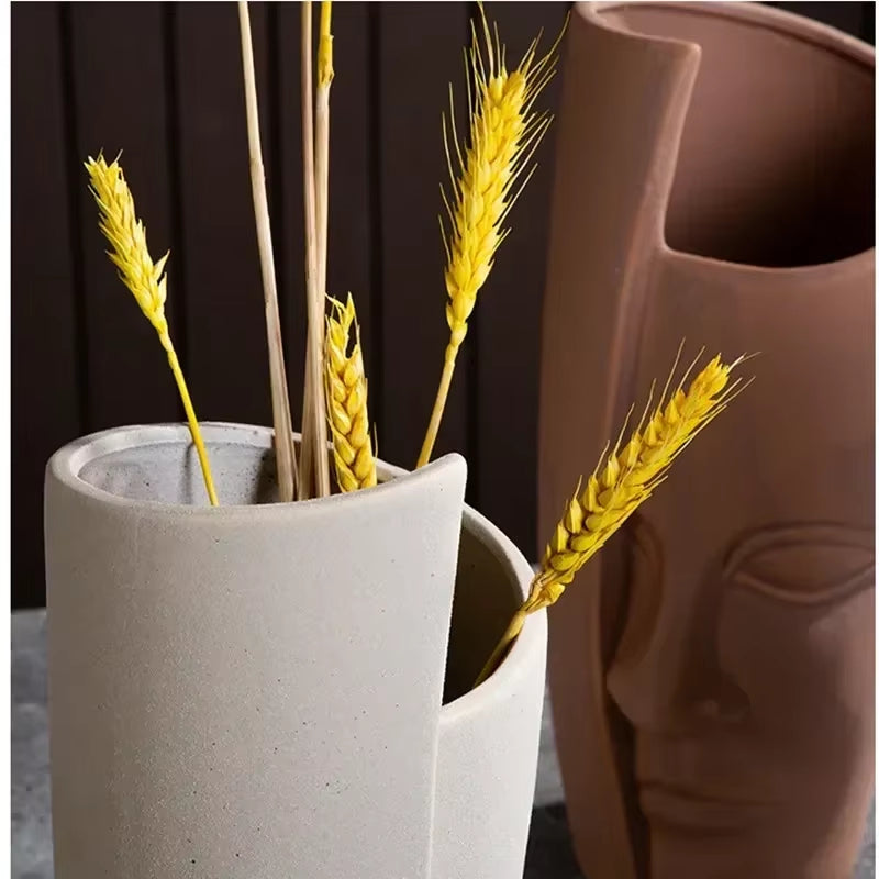 Ceramic Face Art Vase & Planter – Handmade Sculpture Pot for Flowers, Storage & Home Décor