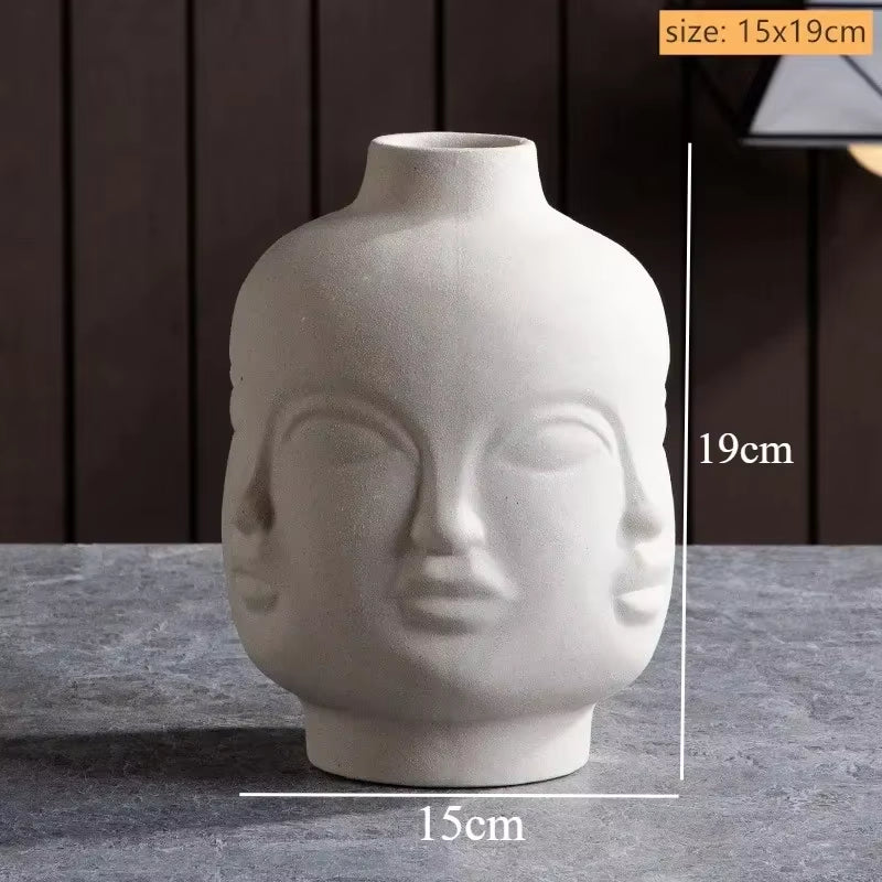 Ceramic Face Art Vase & Planter – Handmade Sculpture Pot for Flowers, Storage & Home Décor