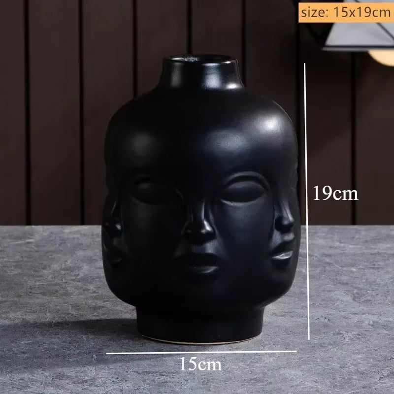 Ceramic Face Art Vase & Planter – Handmade Sculpture Pot for Flowers, Storage & Home Décor