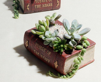 Vintage Literature Book Resin Succulent Plant Pot