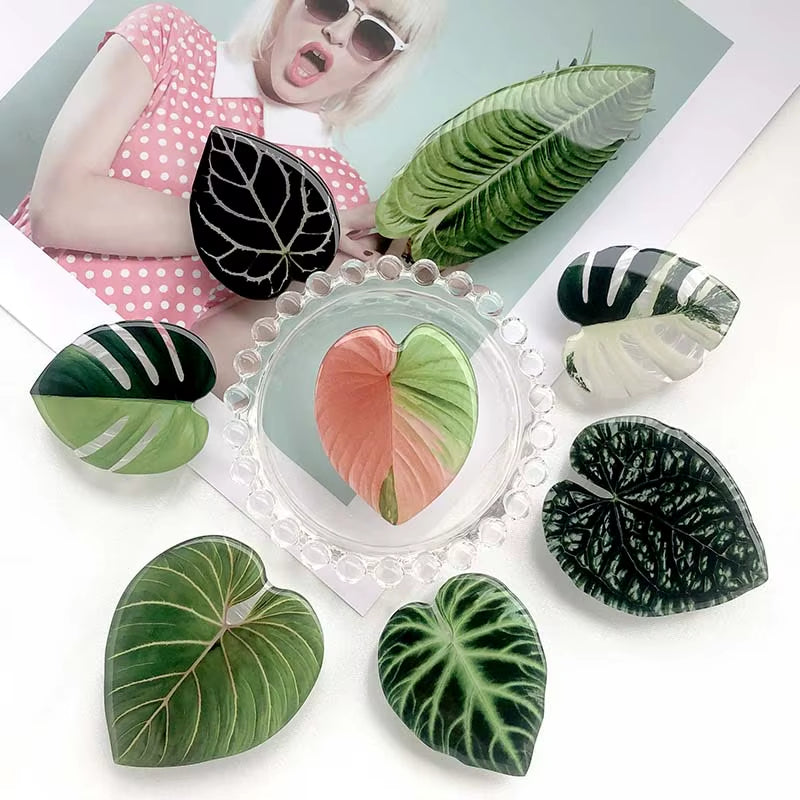 Plant Socket Folding Phone Grip Tok Leaf Acrylic Phone Holder for Iphone  Smartphone Griptok Bracket Finger Stand