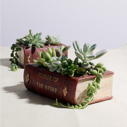 Vintage Literature Book Resin Succulent Plant Pot