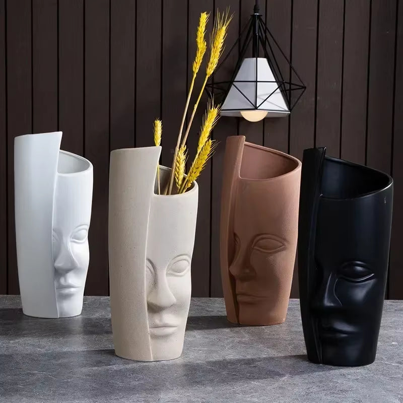 Ceramic Face Art Vase & Planter – Handmade Sculpture Pot for Flowers, Storage & Home Décor