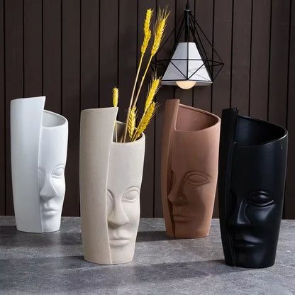 Ceramic Face Art Vase & Planter – Handmade Sculpture Pot for Flowers, Storage & Home Décor